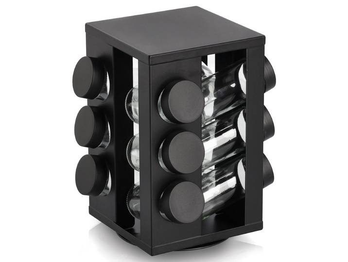 Carrousel à épices 12 pots Strug 14 x 23 x 14cm Noir