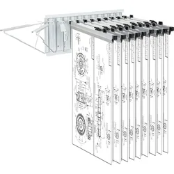 VEVOR Wandmontage-Lagerregal für Blaupausen – bietet Platz für bis zu 1200 Blaupausen, hängender Blaupausenhalter mit 12 Schwenkhalterungen, für 24", 30", 36" oder 42" Klemmen (nur Regal ohne Klemmen) – Schwerlast (240 lbs)