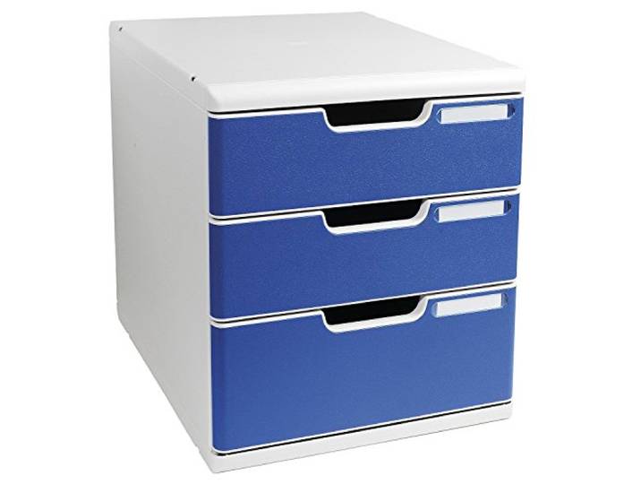 Exacompta Modulo A4 Caisson 5 Tiroirs Fermés Gris Lumière/Bleu
