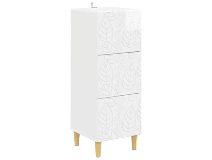 KLGBNCVE Schubladenschrank Hochglanz Weiß 33 x 34,5 x 90 cm Holzwerkstoff, Eukalyptusbeine, geräumige Schubladen, Fächer, Wohnzimmer, Flur, feuchtes Tuch