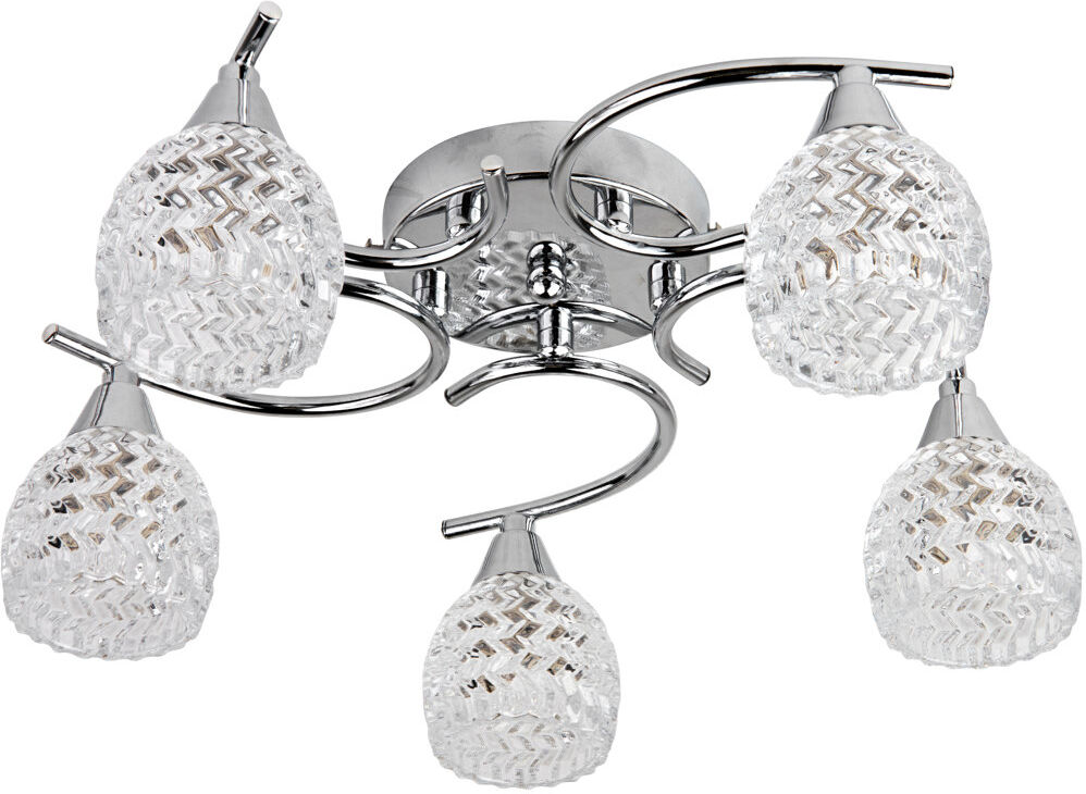 Marlow Home Co. Burroughs 5 - Light Semi Flush Mount Ceiling Light Cut Glass for Low Ceilings Chrome 14cm H X 40cm W X 40cm D