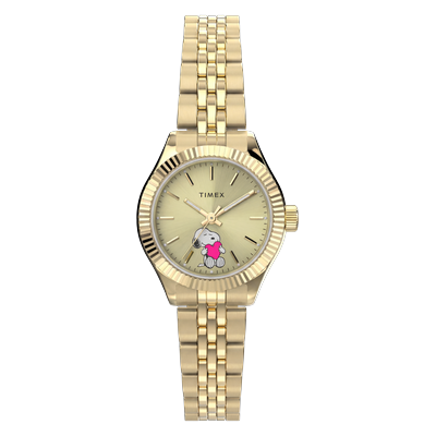 Quarzuhr TIMEX "Peanuts Legacy Mini Heart Hug", gold (goldfarben, champagnerfarben), Armbanduhren, Damen, goldfarben, Quarzuhr, Armbanduhr, Damenuhr, Edelstahlarmband, analog