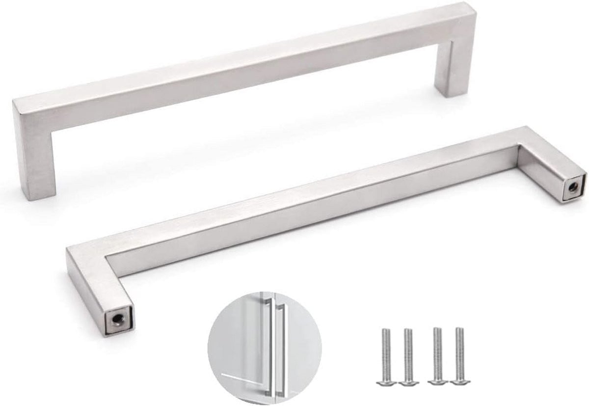 2 stuks Meubelgrepen Zilver RVS Vierkante Handgrepen voor Keuken en Meubels 320mm