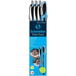 Schneider Slider Rave XB Kugelschreiber blau 0.7 mm Schreibfarbe: Schwarz, 3 St. + GRATIS 1 Schneider Slider Memo XB