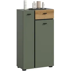 BADKOMMODE grün, Evoke Eiche 51 cm, Midischrank mit 7 Fächern