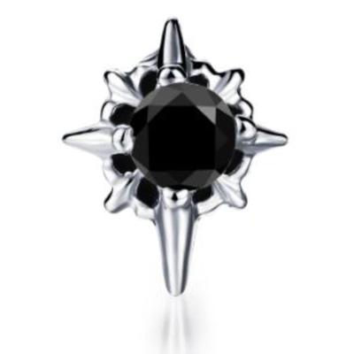 Single-Ohrstecker FIRETTI "Schmuck Geschenk Ohrschmuck einzeln Kreuz", schwarz (edelstahlfarben, schwarz, schwarz), Ohrringe, Damen, 6,5mm, Edelstahl Kautschuk, Edelstahl, Kautschuk, mit Zirkonia (synth.)