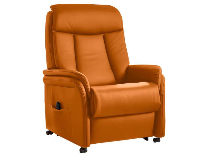 Valdera Fernsehsessel, Orange, Kunststoff, Echtleder, Rindleder, 80x107x84 cm, Goldenes M, Lederauswahl, Stoffauswahl, Wohnzimmer, Sessel, Fernsehsessel