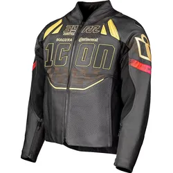 Icon Contra 3 Rizz Rizz, Lederjacke perforiert - Schwarz/Gold/Rot - XXL