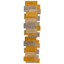 Handgetufteter Wollteppich `Thames Eva` - Geometrisch & Modern. Farbe: Senfgelb, 60x230 cm | Kadima Design