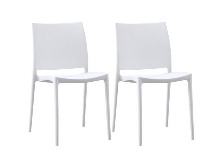 CLP Gartenstuhl 2er Set Kunststoff Weiß, 42x81x49 cm, Gartenmöbel, Gartensessel, Gartenstühle