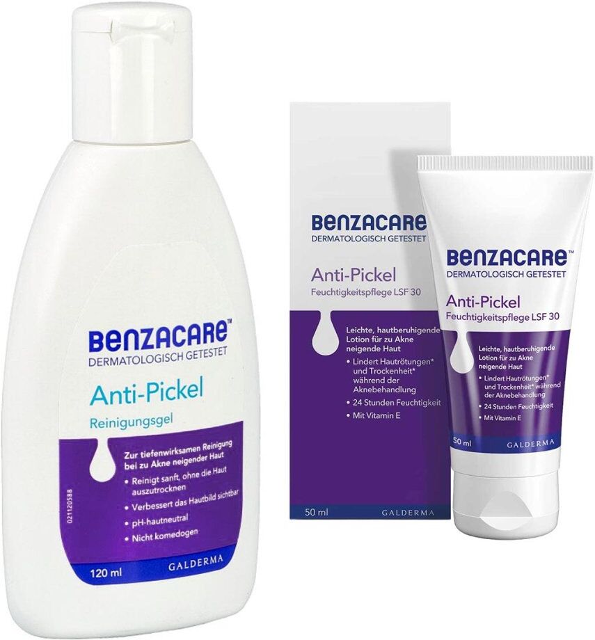 Benzacare Anti-Pickel Reinigungsgel + Feuchtigkeitspflege LSF 30