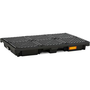 CEMO Auffangwanne 220/6, 11274, aus Polyethylen, 186 x 126cm, Polyethylen-Gitterrost, unterfahrbar, 220 Liter