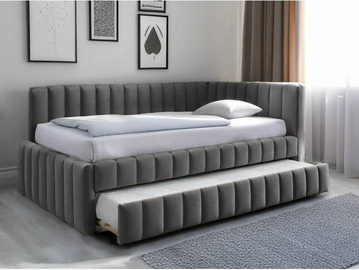 Angebot Polsterbett COMFINO VELVET mit Ausziehbett 120x200 cm grau II. Wahl