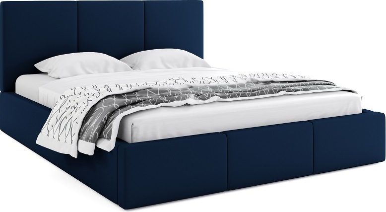 Bett mit Lattenrost Jugendbett Doppelbett gepolsterte Boxspringbett Matratze, Farbe:blau, Größe:160x200, Matratze:ohne Matratze