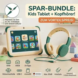 Fox & Sheep Kinder Lerntablet One 8 Zoll Android + Over-Ear Kopfhörer ab 3 Jahre