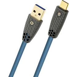 Oehlbach USB-Kabel USB-A Stecker, USB-C® Stecker 1 m Petrol Geflechtschirm D1C9561
