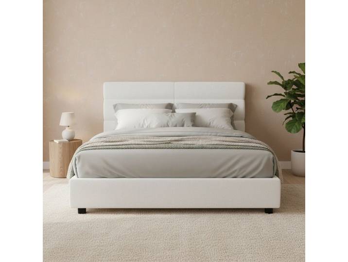 Lit une place et demie Briosco Dmora en tissu blanc