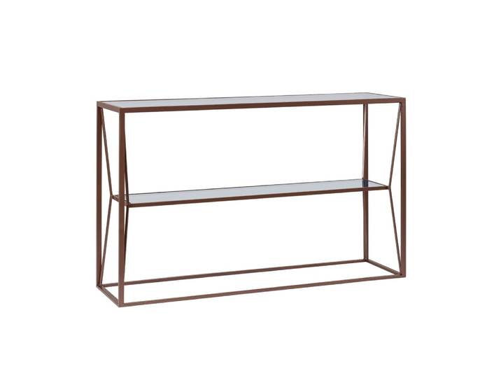 Console en métal marron et double plateau en verre l120
