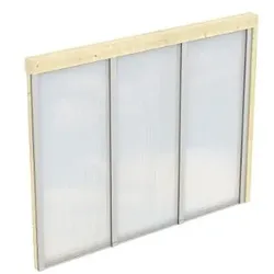Seitenwand mit Polycarbonatplatten, Leimholz unbehandelt, BxH 255x200cm, für Tiefe 300cm