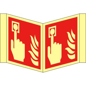 Abtec Hinweisschild ISO 7010 F005 Kunststoff, Nasenschild, 15 x 15 cm, nachleuchtend, Brandmelder