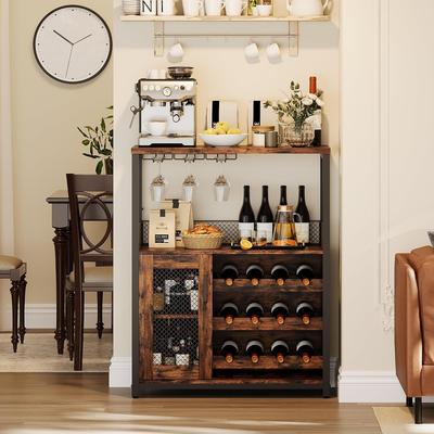 Garvee 3-Tier Wine Bar Cabinet with LED & Detachable Wine Rack