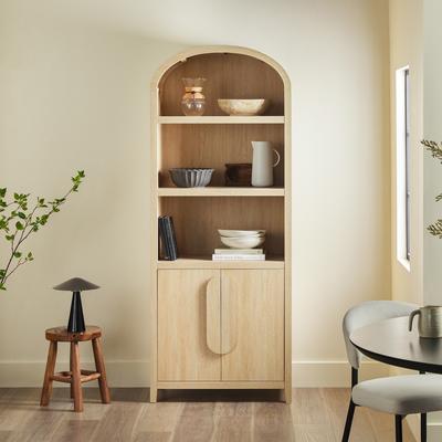 Walker Edison 3 Shelf Open Arched Bookcase Cabinet