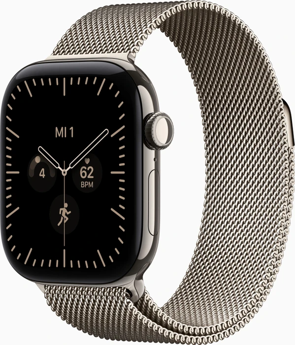 Apple Watch Series 12 GPS + Cellular, 42 mm Titangehäuse Natur, Milanaise Armband Natur