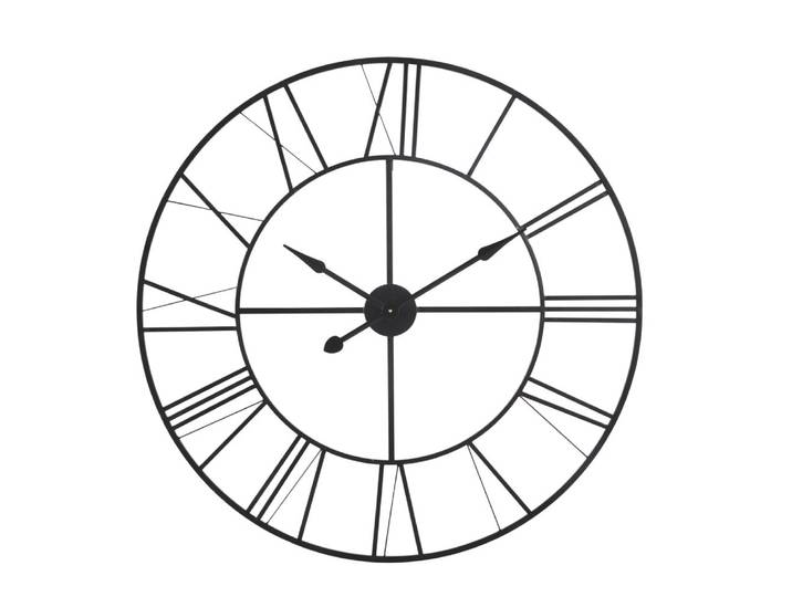 Uhr aus schwarzem Metall, D105cm