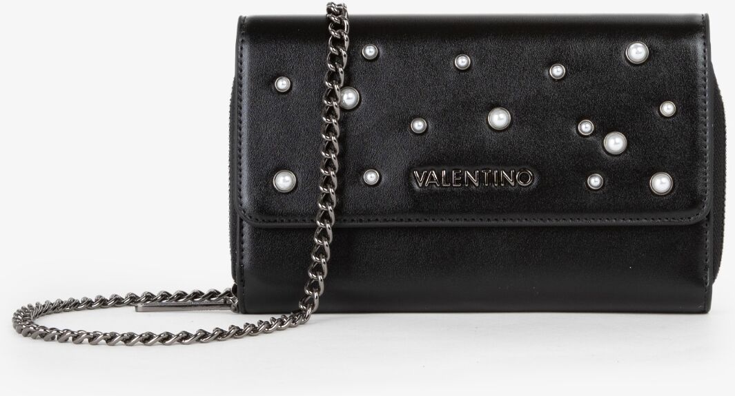 Geldbörse VALENTINO BAGS "GINZA", Damen, schwarz, Lederimitat, Kleinlederwaren Geldbörse, Damen Clutch, Portemonnaie mit edlen Zierperlen schwarz Einheitsgröße