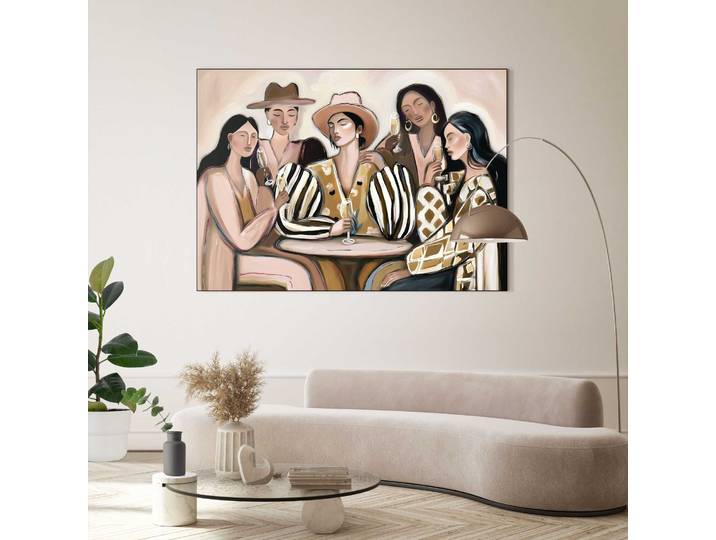 XXL-Wandbild REINDERS Gute Gesellschaft , bunt (farbe bild(er): beige), Bilder, B/H/T: 140cm x 100cm x 3,1cm, Menschen, 1 Stk., MDF, XXL-Wandbild, Küche - Beige - MDF - Frauen - 140x100 cm, B:140cm H:100cm T:3,1cm