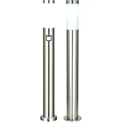 2er Set Außenstehlampen 1x Stehleuchte mit Bewegungsmelder Garten Wegeleuchte Edelstahl Außenlampe, E27 Fassung, Garten Außenbereich