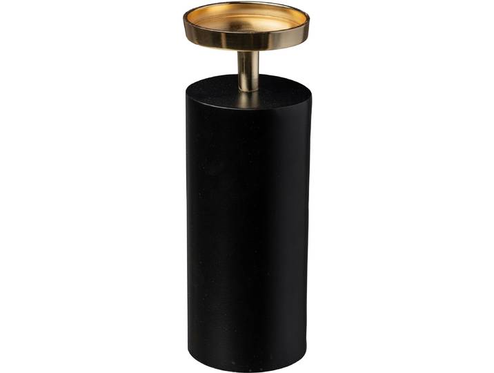 Kerzenhalter GOODPRODUCT Stumpenkerzenhalter Azlynn , gold (schwarz, goldfarben), H:26cm Ø:9cm, Aluminium, Kerzenhalter, Kerzenhalter, aus Aluminium, mit goldfarbenen Akzenten