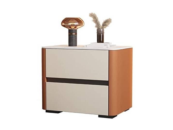 YCCHAH Bett mit Stauraum Nordic Rock Slab Nachttisch Home Schlafzimmer Doppelschublade Schrank Wohnzimmer Beistelltisch Desktop(40x40x48cm)
