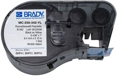 Brady MC-250-342-YL cinta termorretráctil negro sobre amarillo 11,15 x 2,13 m