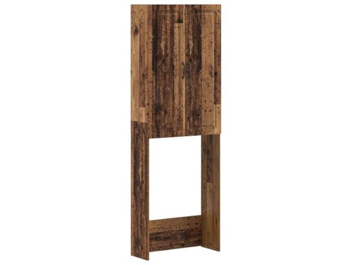 KTHLBRH Toilettenschrank Utrecht Altholz 66 x 25,5 x 190 cm Holzwerkstoff Schlankes Standregal, umkehrbare Montage, feuchtigkeitsresistent, viel Stauraum, pflegeleichte Oberfläche
