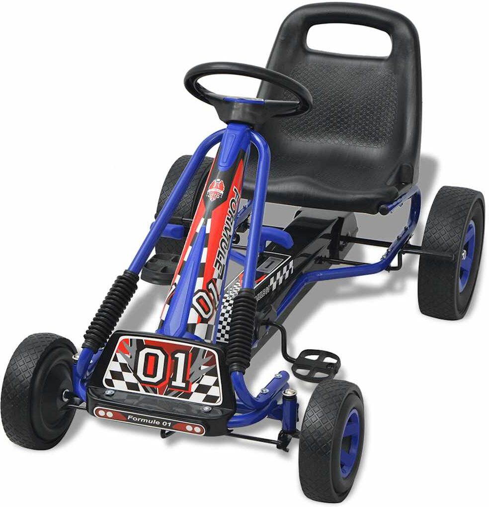 vidaXL Kart à pédale avec siège ajustable Bleu