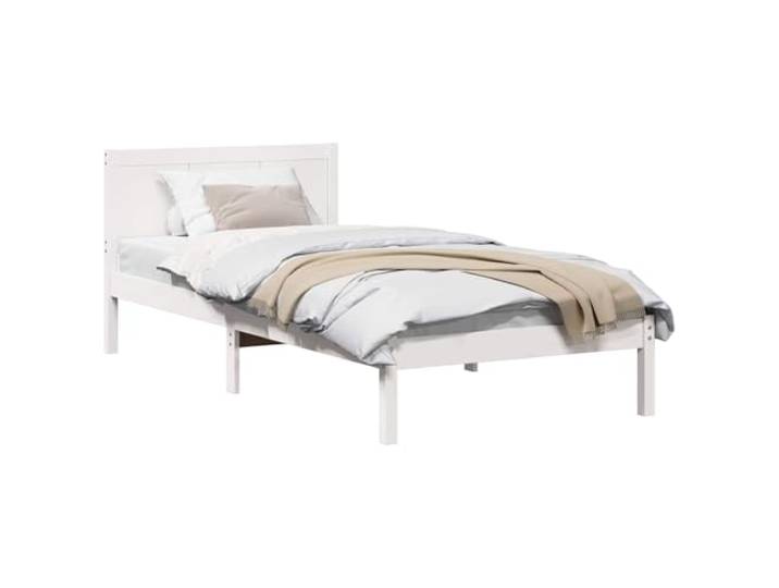 PUGYNBK Bettgestell, 75 x 190 cm, Kiefer massiv Minimalistisches Design, Kopfteil inklusive, einfache Montage, moderner Stil