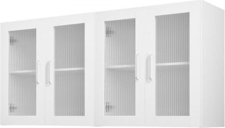 VEVOR wandkast voor keuken of badkamer, witte moderne wandkast met 4 deuren en verstelbare planken, B/D/H: 122 x 30,5 x 61 cm