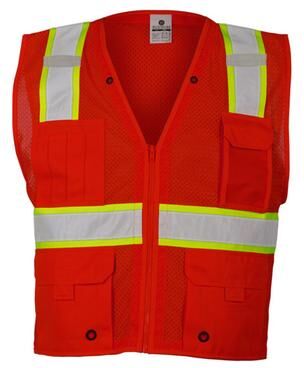 ML Kishigo B100-107 Mesh Enhanced Visibility Multi-Pocket Vest in Red/Lime - B103 size 2/3XL   Polyester