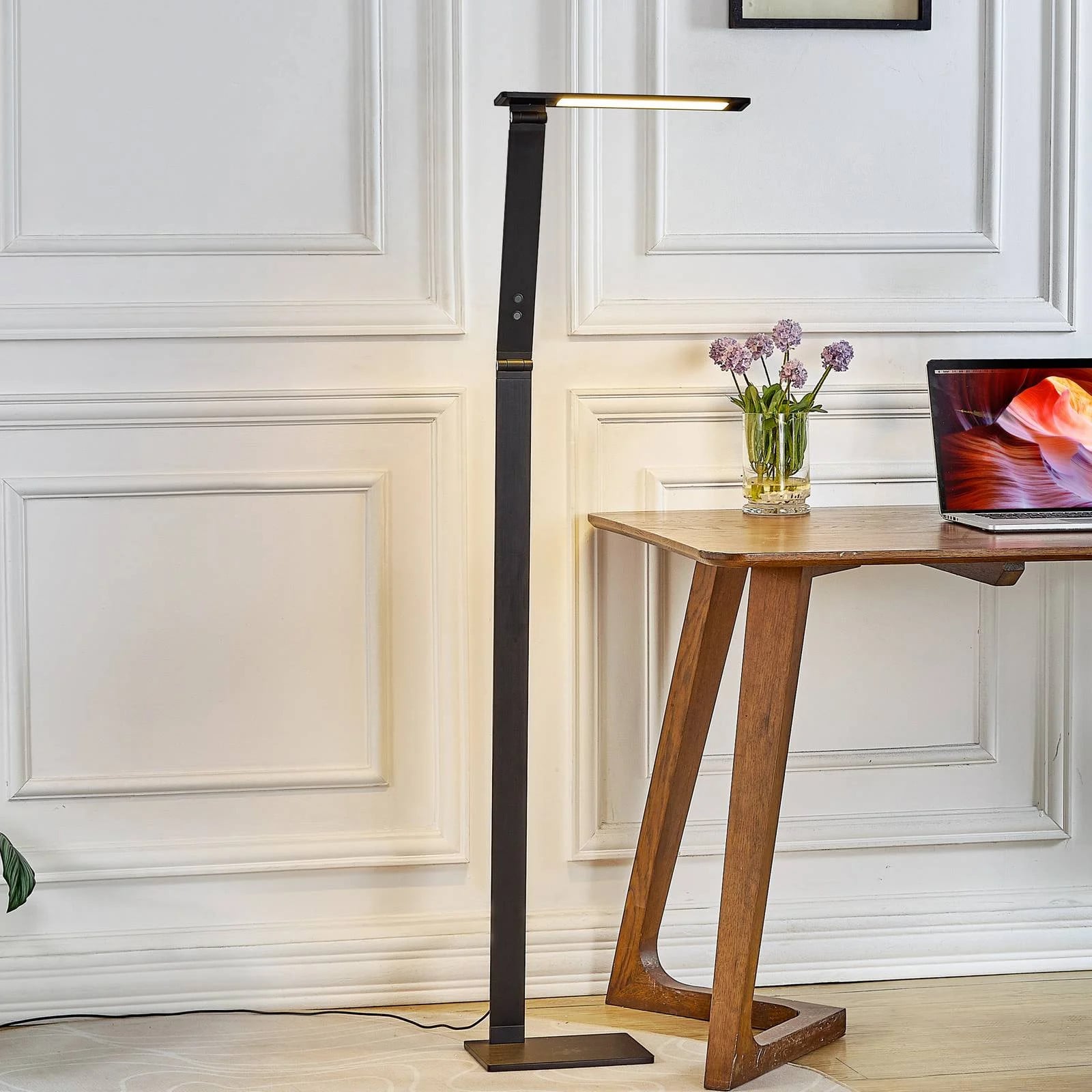 Lucande Salome LED Vloerlamp - Zwart - Aluminium - Dimbaar - Modern