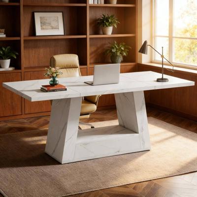 Spacious Executive Desk,Contemporary Computer Desk,Faux Marble Office Desk,Dining Table