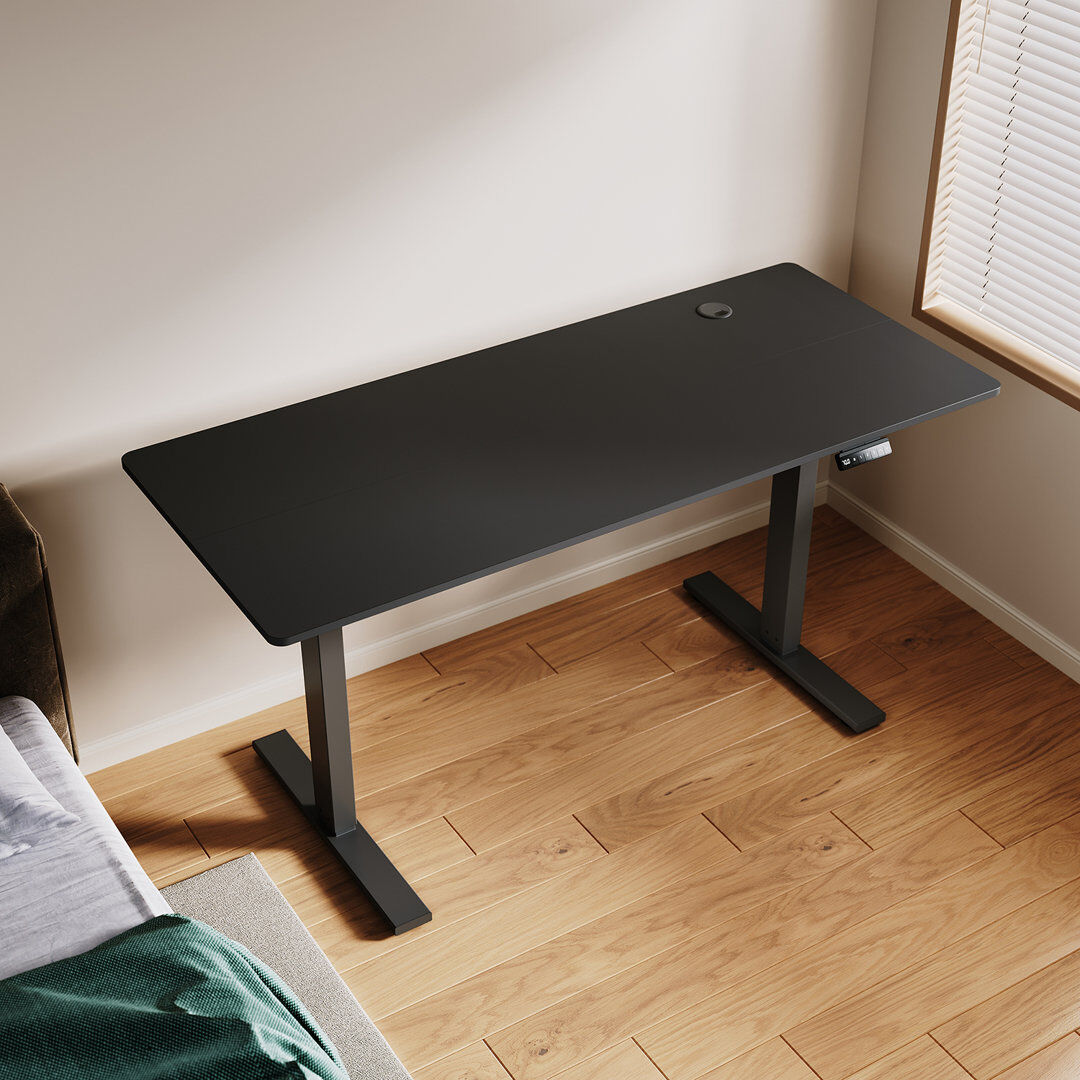 Inbox Zero 140Cm W Height Adjustable Rectangular Standing Desk Black