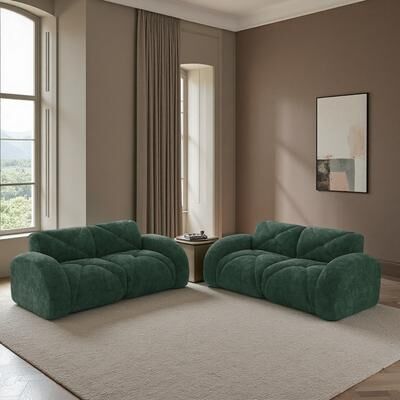 ZWYO HOSIMU Velvet Sofa Set with 2 Two-Seaters and No Assembly Required (2-Piece)