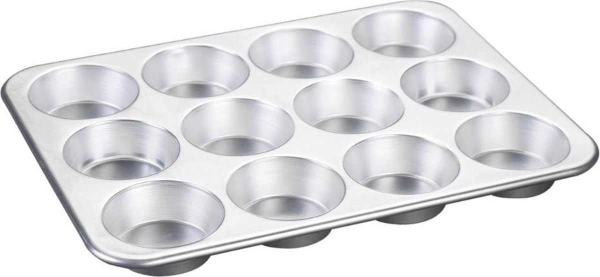 Nordic Ware Naturals muffinvorm met 12 holtes, aluminium, zilver