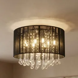 LED Decken Hänge Leuchte Glas Kristall Wohn Zimmer Pendel Lampe Seide schwarz Globo 15095D