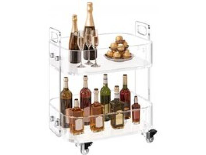 VEVOR Rollwagen Servierwagen 2-stufiger mobiler Beistellwagen, moderner rollender Acrylwagen mit Stauraum, transparenter Nachtwagen als Beistelltisch, für Wohnzimmer Schlafzimmer Bar Büro