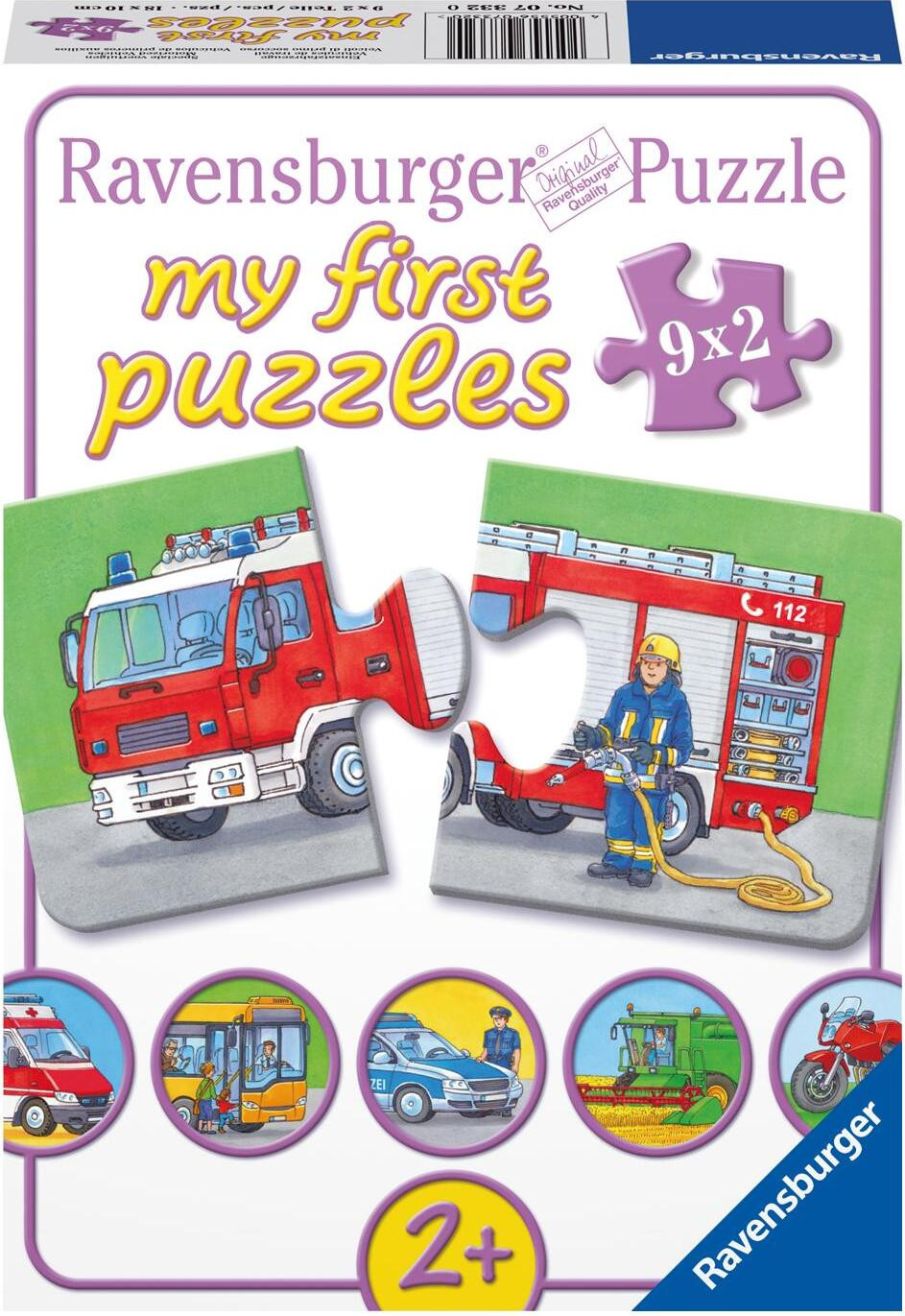 Ravensburger Mijn eerste puzzels kinderpuzzel hulpdiensten 9 x 2-delige set