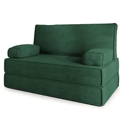 BETTSOFA LADIA aus Schaumstoff Kordstoff Grün Schlaffunktion