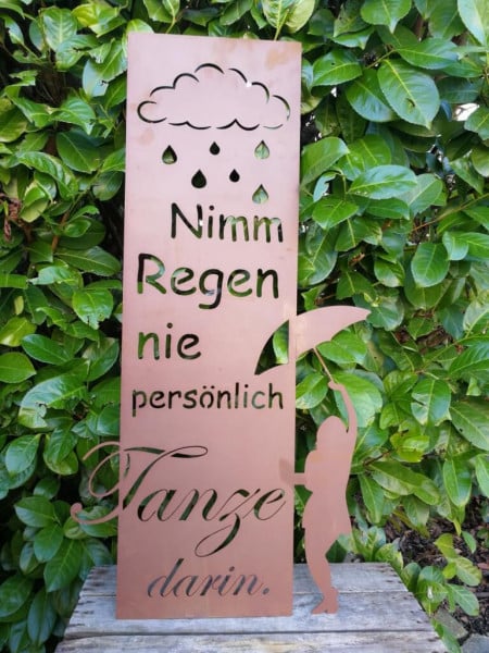 Ferrum Art Design Gedichtentafel Regen in Edelrost