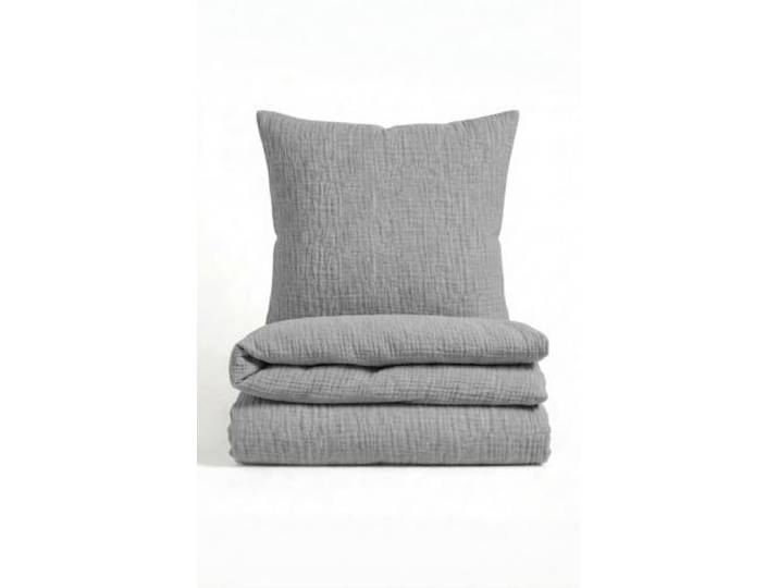 biberna Premium Musselin Bettwäsche 135x200 cm grau 2-teilig mit Kissenbezug 80x80 cm 100% Baumwolle weich, griffig & atmungsaktiv Knopfverschluss Bettwäsche Uni Modell 0480500
